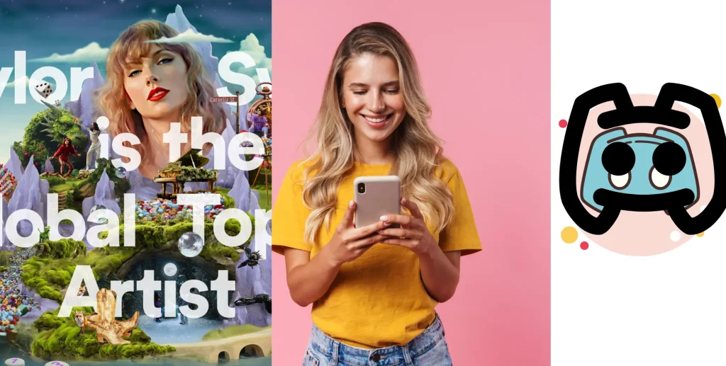 PicsArt with Taylor Swift, Bumble, and Discord ( images)